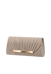 Altın Işıltılı Drapeli Abiye Clutch Çanta