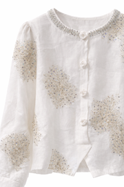 Taş İşlemeli Şifon Gömlek Etek Takım – Beyaz