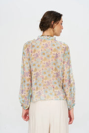 Çiçek Desenli Tencel Karışımlı Gömlek-RS34940