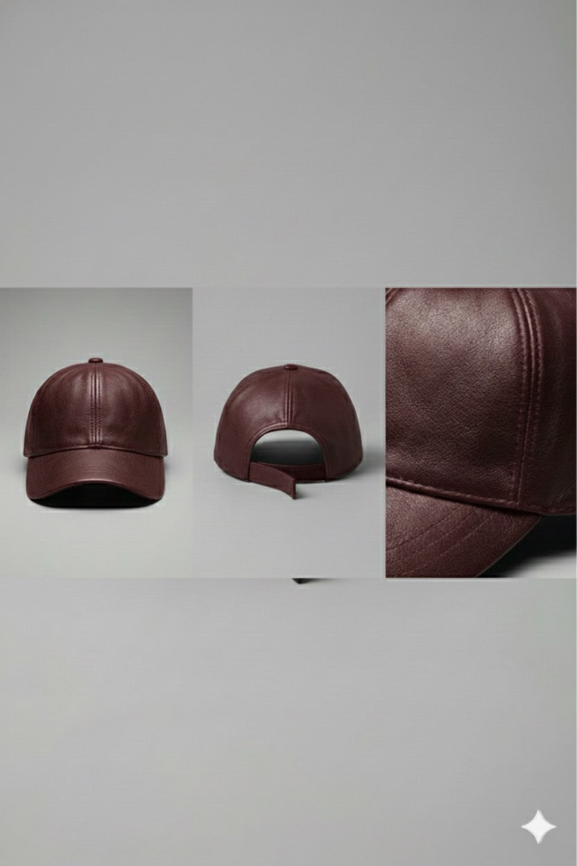 Hakiki Deri Basic Şapka – Bordo