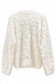Tül Detaylı Angora Mini Hırka | Krem
