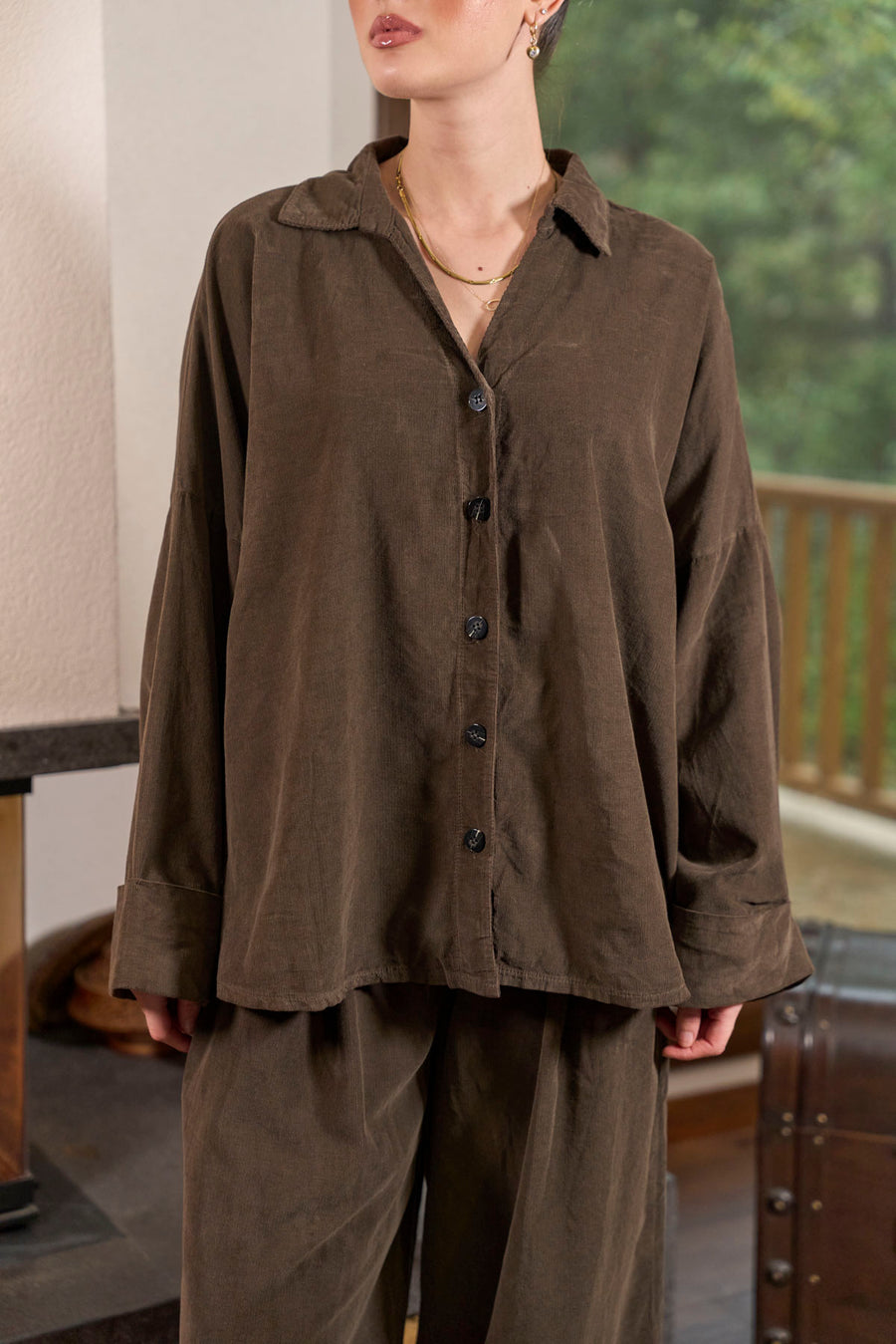 FLR-04 Kadife Takım-Kahverengi