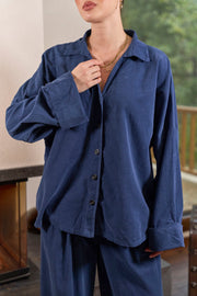 FLR-04 Kadife Takım-Mavi