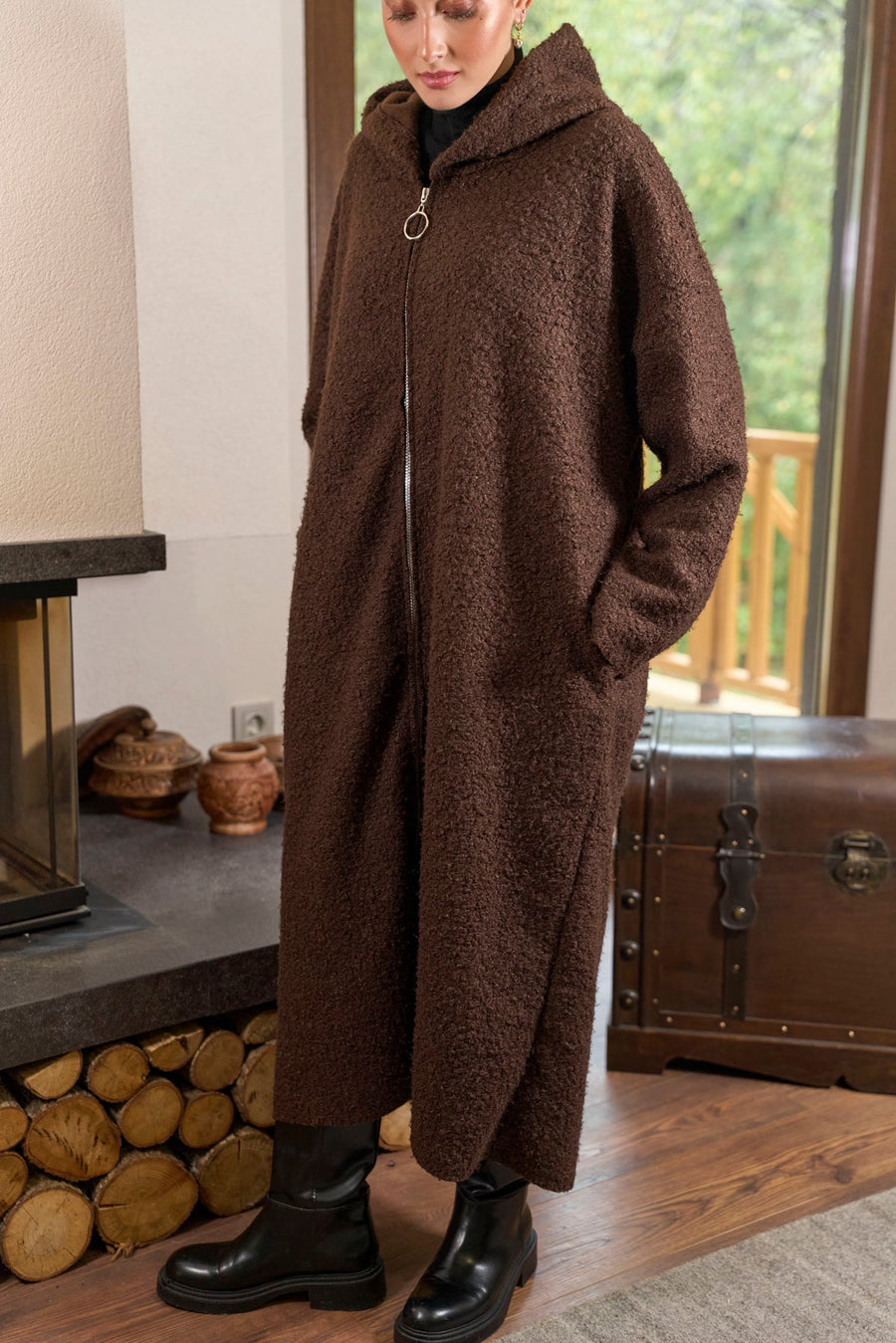 Teddy Buklet Kaban Kahverengi