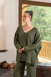 14933-Triko V Yakalı Takım Haki