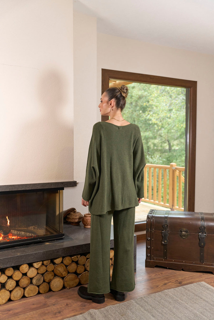 14933-Triko V Yakalı Takım Haki