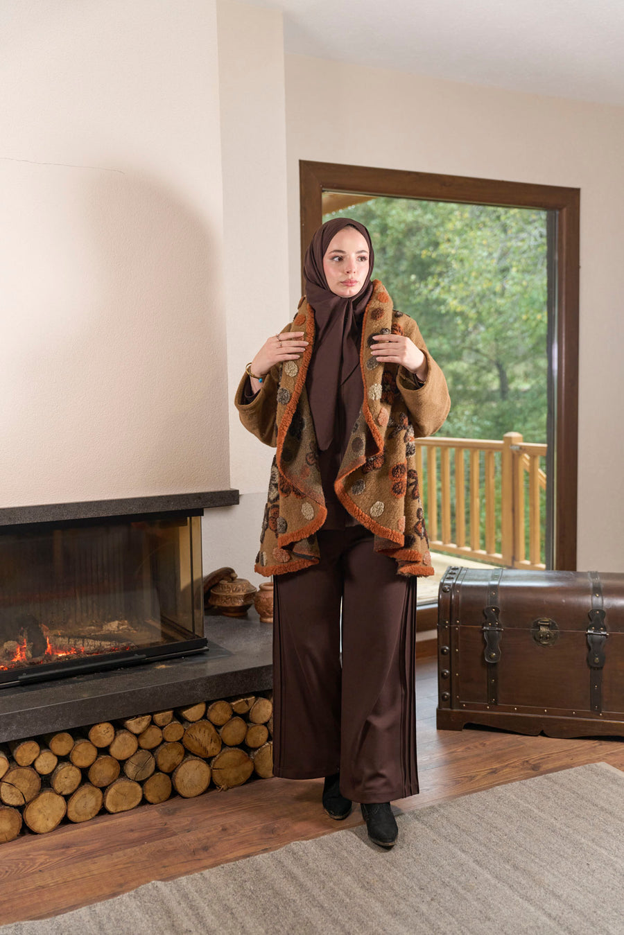 Keçe Desenli Ceket-Kiremit 21052