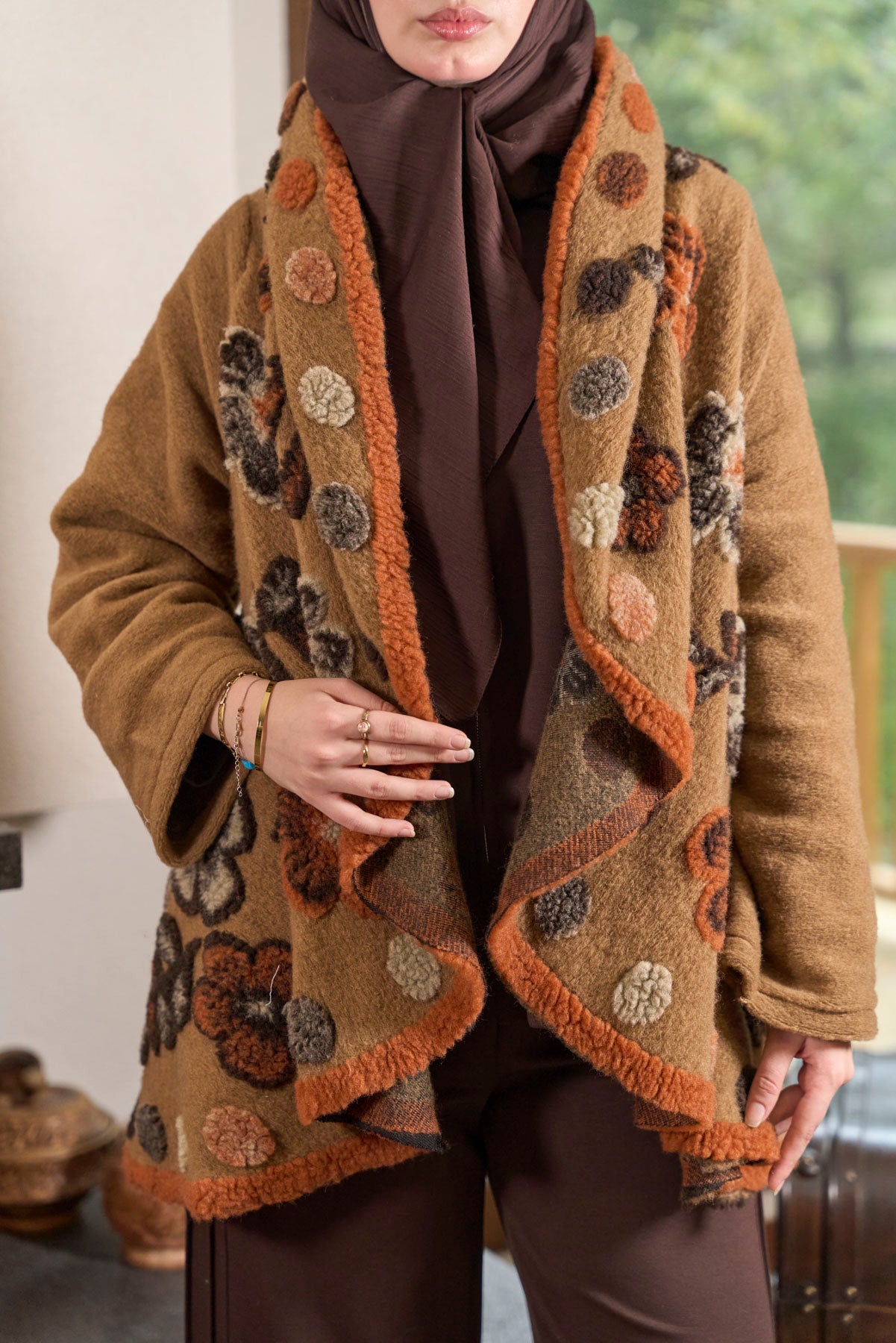 Keçe Desenli Ceket-Kiremit 21052