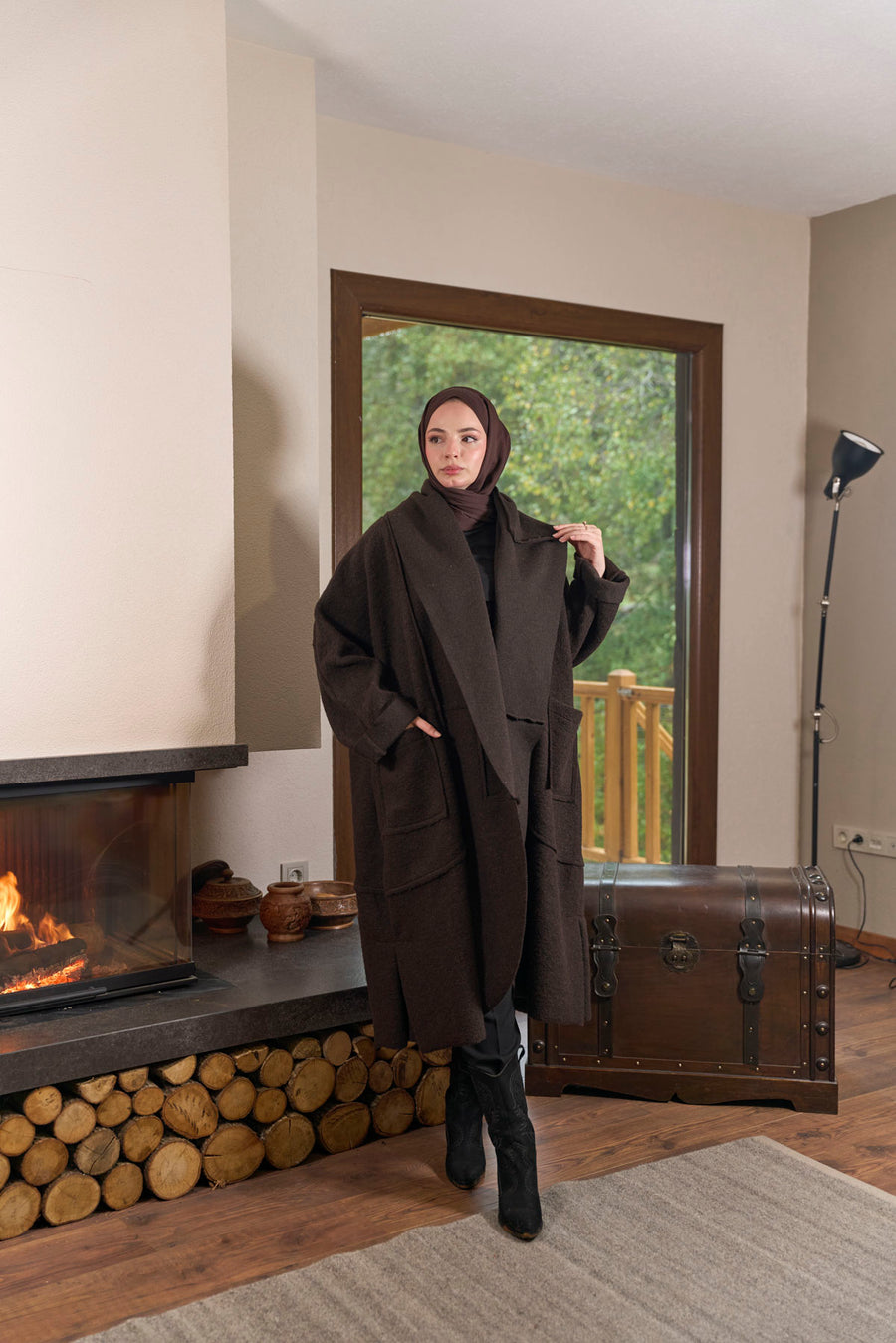 FLR-Uzun Keçe Mont Kahverengi