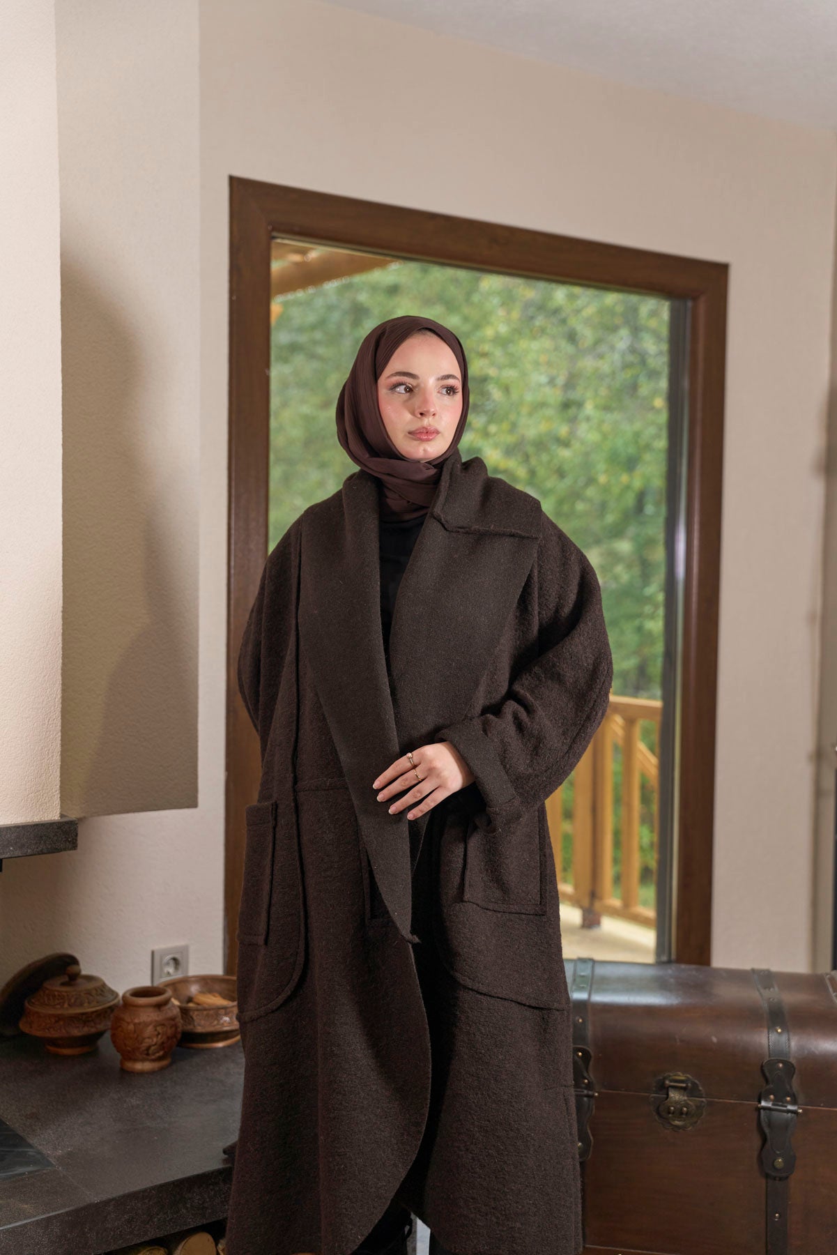 FLR-Uzun Keçe Mont Kahverengi