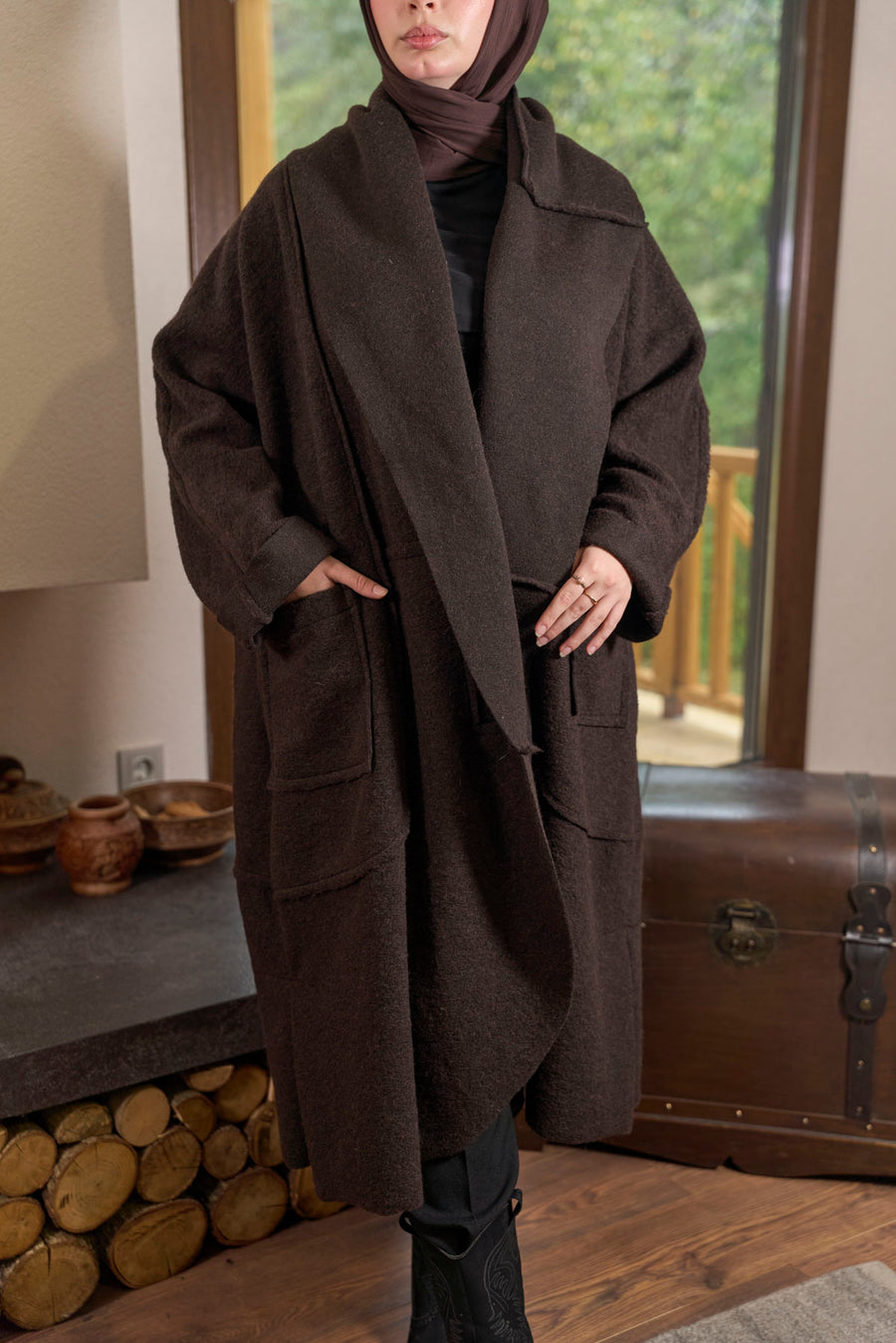 FLR-Uzun Keçe Mont Kahverengi