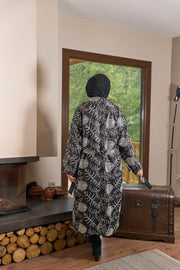 Rana Subaşı Çiçek Detaylı Deri Kaban