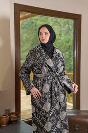 Rana Subaşı Çiçek Detaylı Deri Kaban