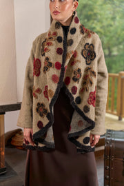 21052 Keçe Ceket-Krem