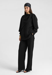 Rin Drape Yaka Bluz Takım Siyah-RS268625