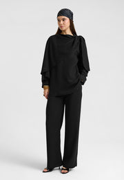 Rin Drape Yaka Bluz Takım Siyah-RS268625