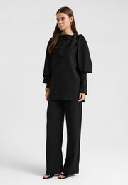 Rin Drape Yaka Bluz Takım Siyah-RS268625