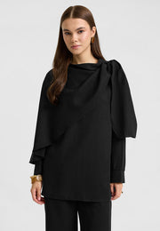 Rin Drape Yaka Bluz Takım Siyah-RS268625