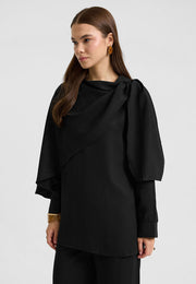 Rin Drape Yaka Bluz Takım Siyah-RS268625