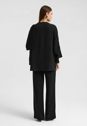 Rin Drape Yaka Bluz Takım Siyah-RS268625