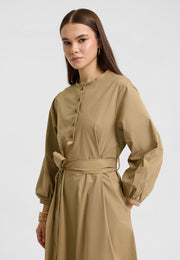 Kuşaklı Elbise Haki-RS262349