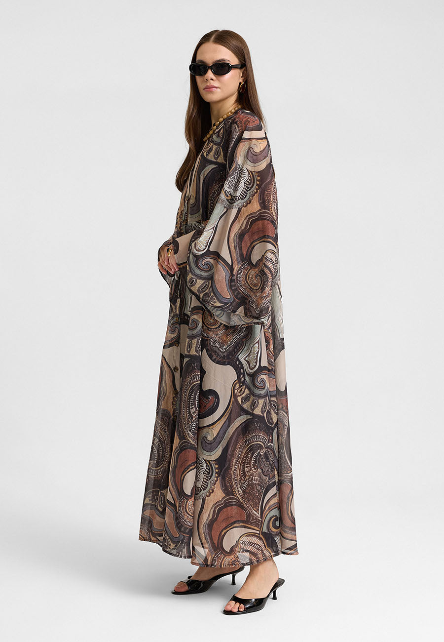 Shiro Botan Mocha Elbise-RS26E0210