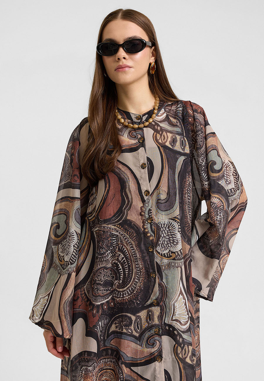 Shiro Botan Mocha Elbise-RS26E0210