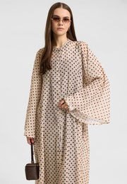 Shiro Botan Bej Puantiyeli Elbise-RS26E0210