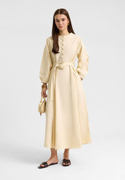 Kuşaklı Elbise Krem-RS262349