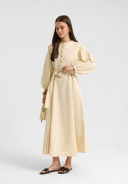 Kuşaklı Elbise Krem-RS262349