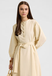 Kuşaklı Elbise Krem-RS262349