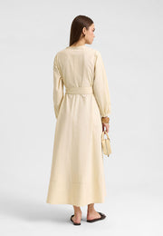 Kuşaklı Elbise Krem-RS262349