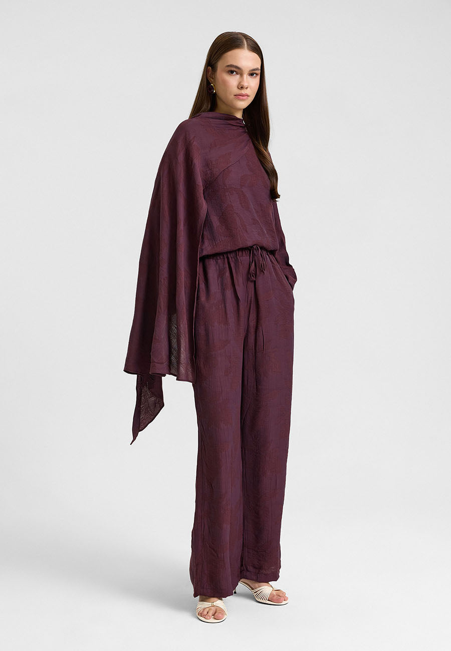 Mori Şal Detay Takım Mürdüm-RS269089