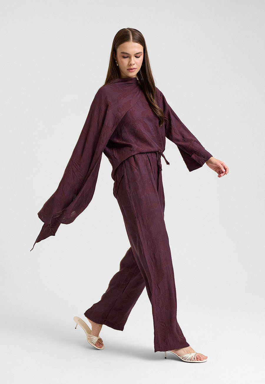 Mori Şal Detay Takım Mürdüm-RS269089