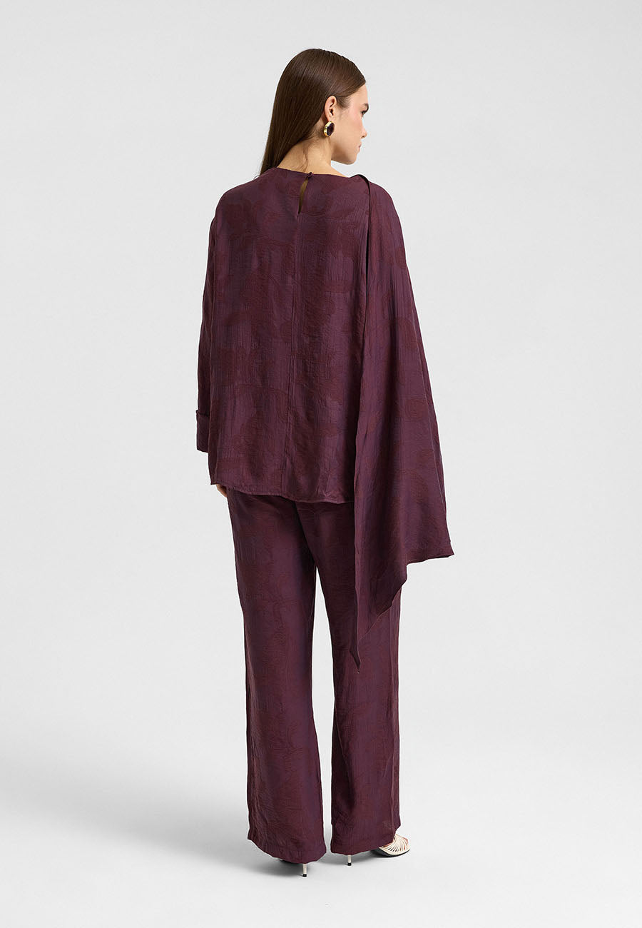 Mori Şal Detay Takım Mürdüm-RS269089