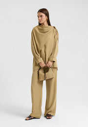Rin Drape Yaka Bluz Takım Çağla-RS268625