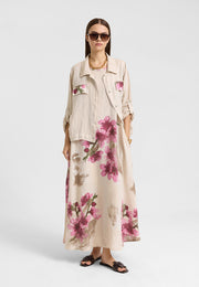 Sakura Keten Ceket Elbise Krem-RS26F6063