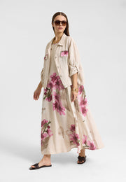 Sakura Keten Ceket Elbise Krem-RS26F6063