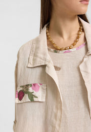 Sakura Keten Ceket Elbise Krem-RS26F6063