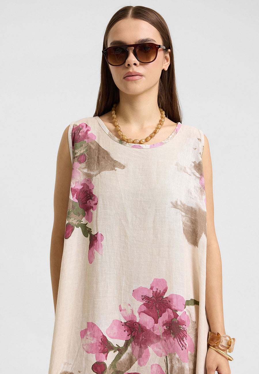 Sakura Keten Ceket Elbise Krem-RS26F6063