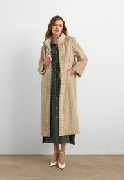 Velura Noir Kaşmir Kürk Kaban-Krem