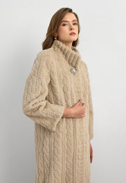 Velura Noir Kaşmir Kürk Kaban-Krem