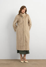 Velura Noir Kaşmir Kürk Kaban-Krem