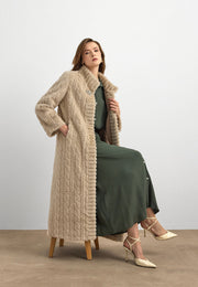 Velura Noir Kaşmir Kürk Kaban-Krem