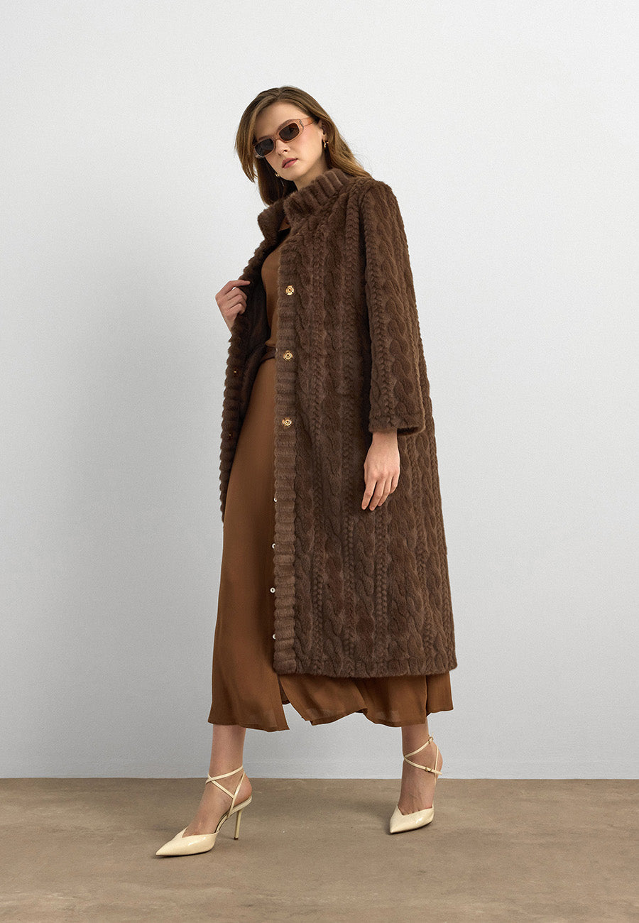 Velura Noir Kaşmir Kürk Kaban Kahve