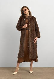 Velura Noir Kaşmir Kürk Kaban Kahve