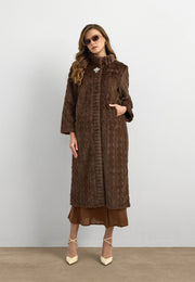 Velura Noir Kaşmir Kürk Kaban Kahve