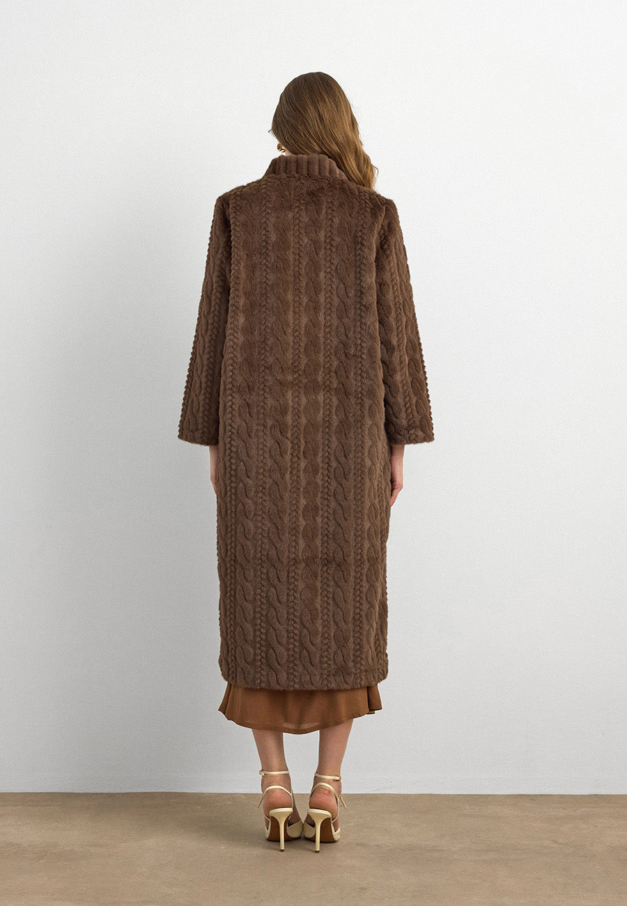 Velura Noir Kaşmir Kürk Kaban Kahve