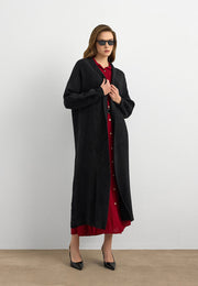Sakal İplik Model Uzun Hırka  Siyah