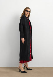 Sakal İplik Model Uzun Hırka  Siyah